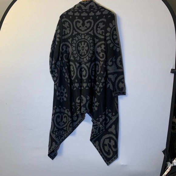 ADRIENNE Vittadini drape collar cardigan gray S/M - Picture 9 of 9